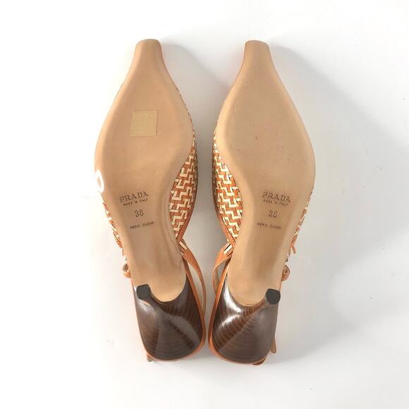 NEW Vintage Prada Fringe and Buckle Detail Slingback Pointed Toe Pumps 38 - Picture 7 of 8